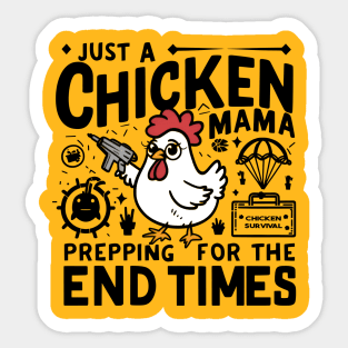 Humorous Chicken Prepper Survivalist Image Sticker